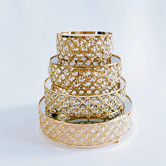 Round Metal Mirror Cake Stand for Dessert Displays gold 25cm by HitMyNeed