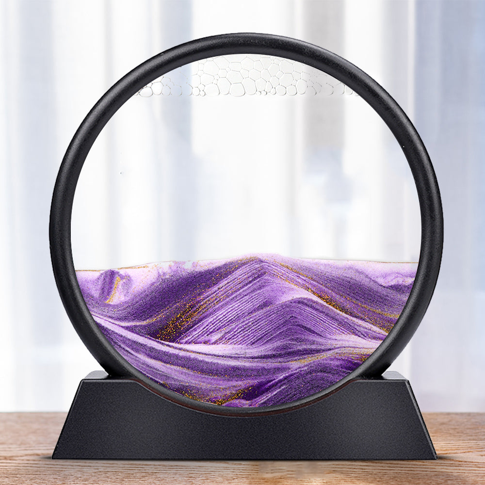 Round Moving Sand Art Glass Deep Sea Sandscape purple 12-inch by HitMyNeed