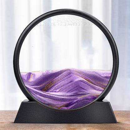 Round Moving Sand Art Glass Deep Sea Sandscape purple 12-inch by HitMyNeed