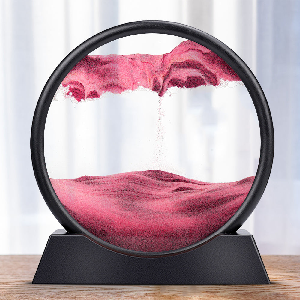 Round Moving Sand Art Glass Deep Sea Sandscape red 7-inch by HitMyNeed
