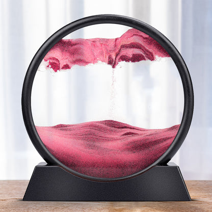 Round Moving Sand Art Glass Deep Sea Sandscape red 7-inch by HitMyNeed