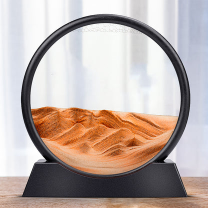 Round Moving Sand Art Glass Deep Sea Sandscape yellow 7-inch by HitMyNeed