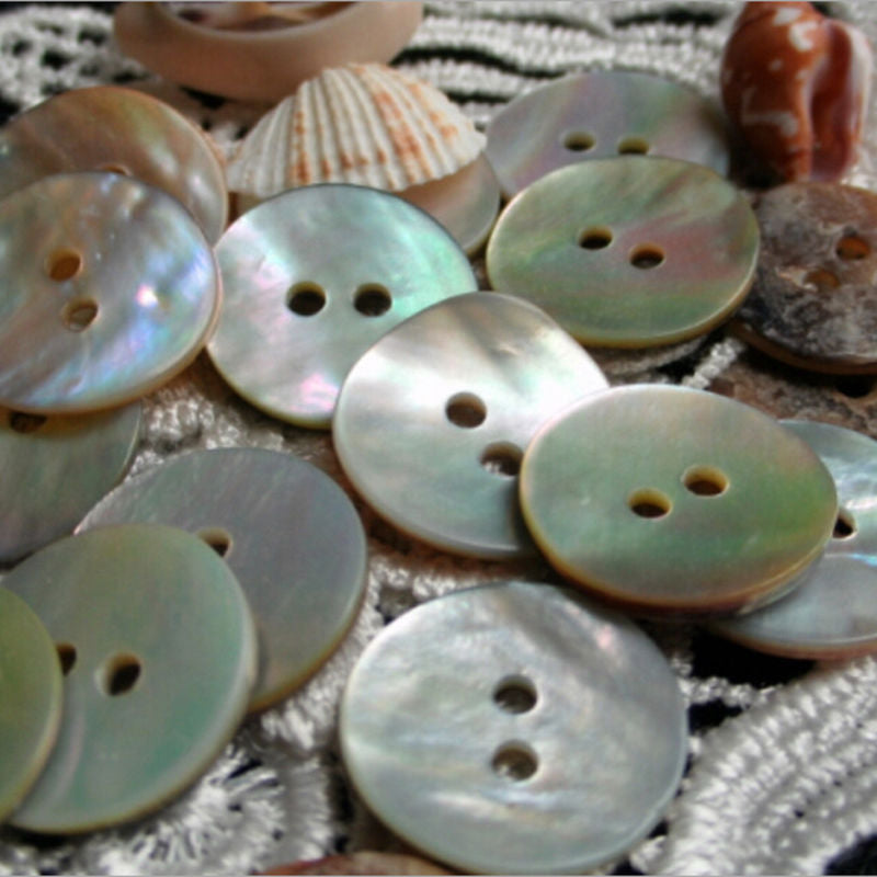 Round Natural Seashell Buttons 10mm (100 Pack) by HitMyNeed