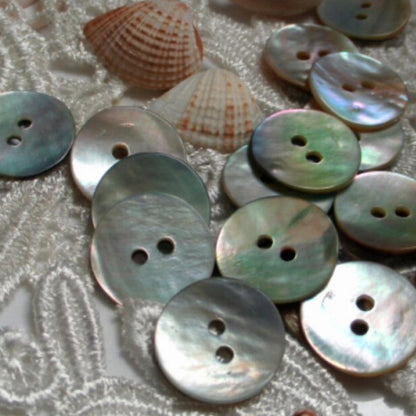 Round Natural Seashell Buttons 10mm (100 Pack) by HitMyNeed