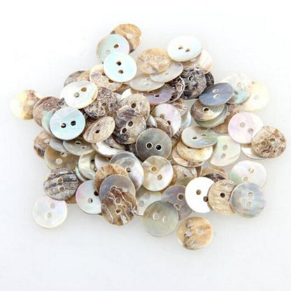 Round Natural Seashell Buttons 10mm (100 Pack) by HitMyNeed