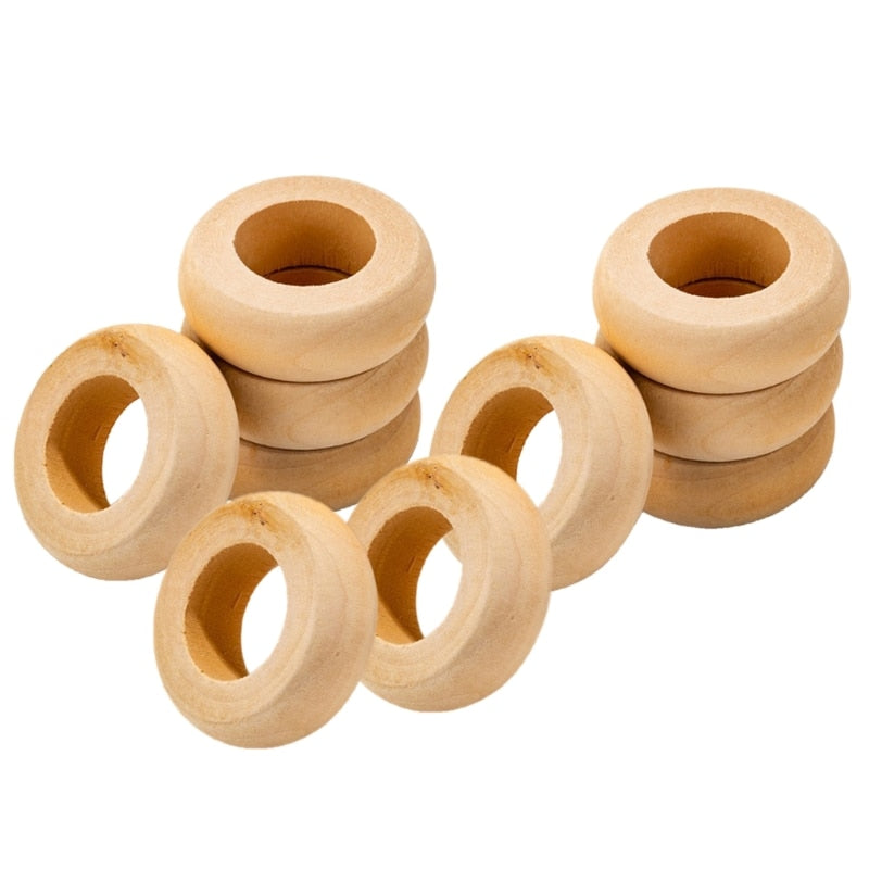 Round Natural Wood Napkin Rings Set of 10 by HitMyNeed