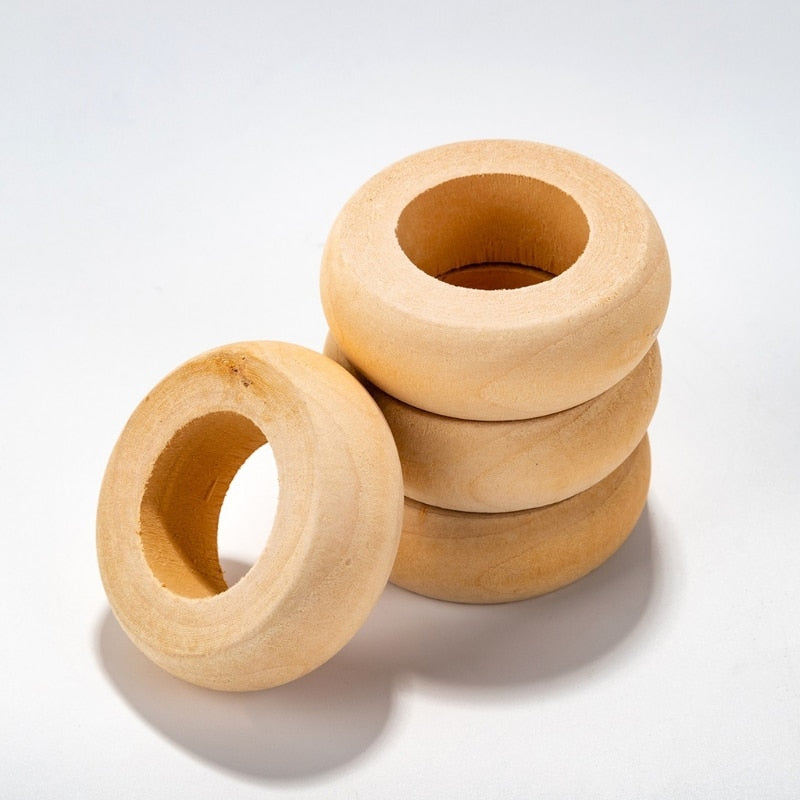 Round Natural Wood Napkin Rings Set of 10 by HitMyNeed