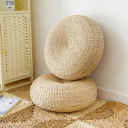Round Rattan Floor Cushion, 40 x 16 cm by HitMyNeed