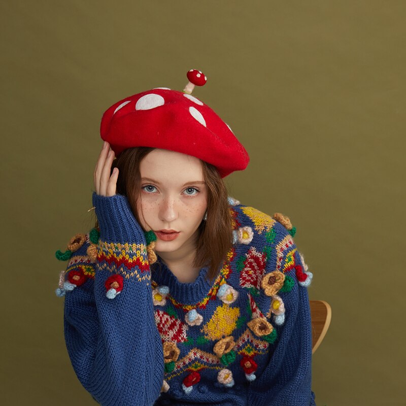 Round Red Felt Mushroom Hat Costume Accessory by HitMyNeed