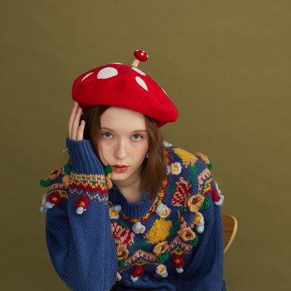 Round Red Felt Mushroom Hat Costume Accessory by HitMyNeed