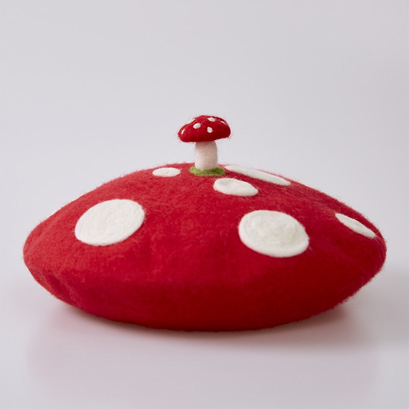 Round Red Felt Mushroom Hat Costume Accessory by HitMyNeed