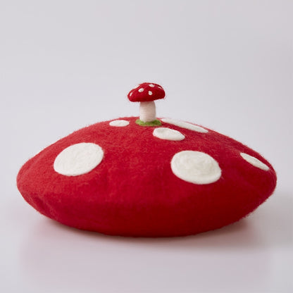 Round Red Felt Mushroom Hat Costume Accessory by HitMyNeed