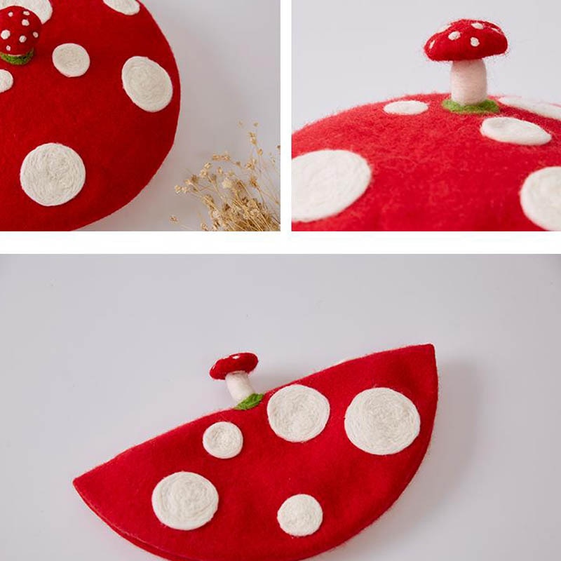 Round Red Felt Mushroom Hat Costume Accessory by HitMyNeed