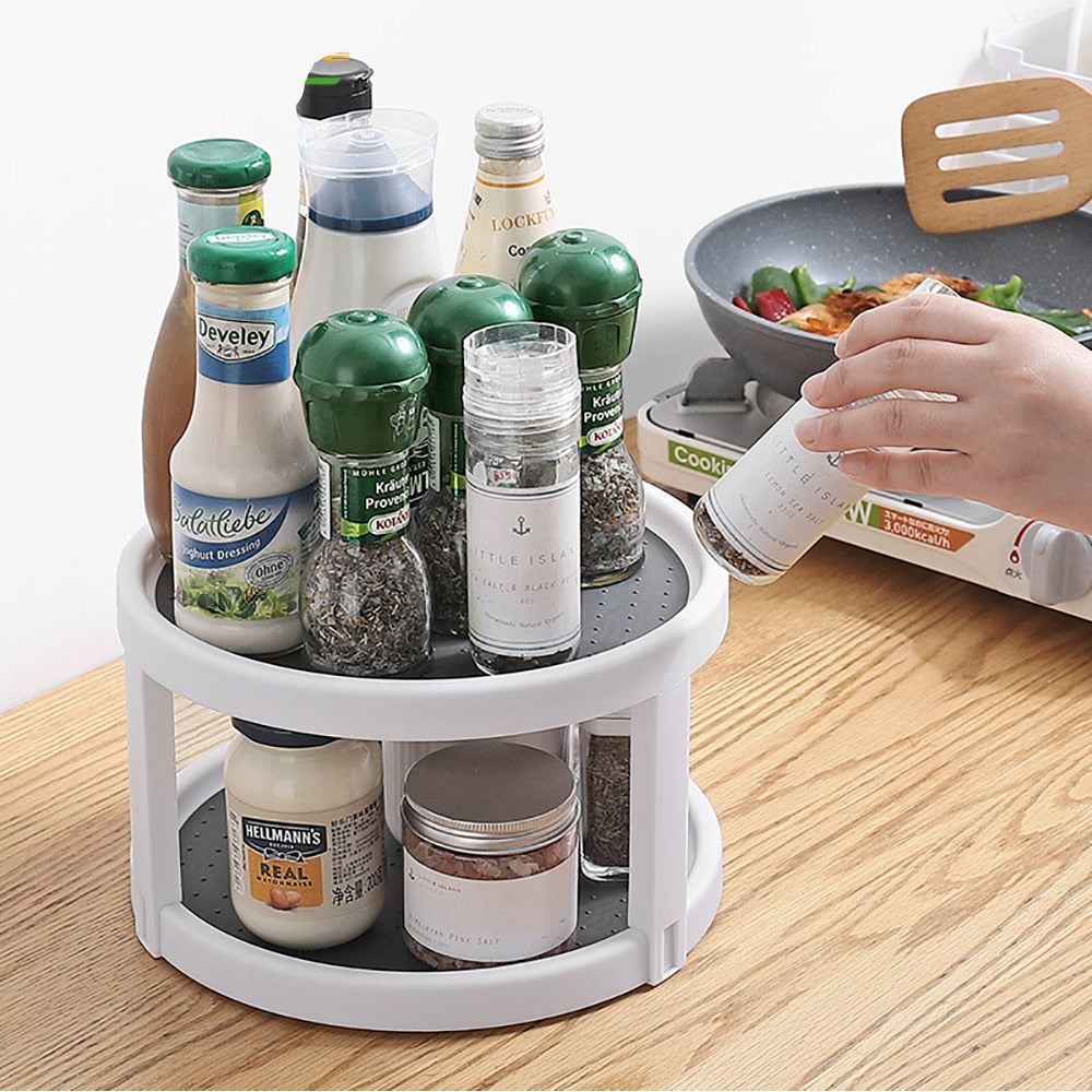 Round Rotating Condiment Tray Double Layer Organizer by HitMyNeed