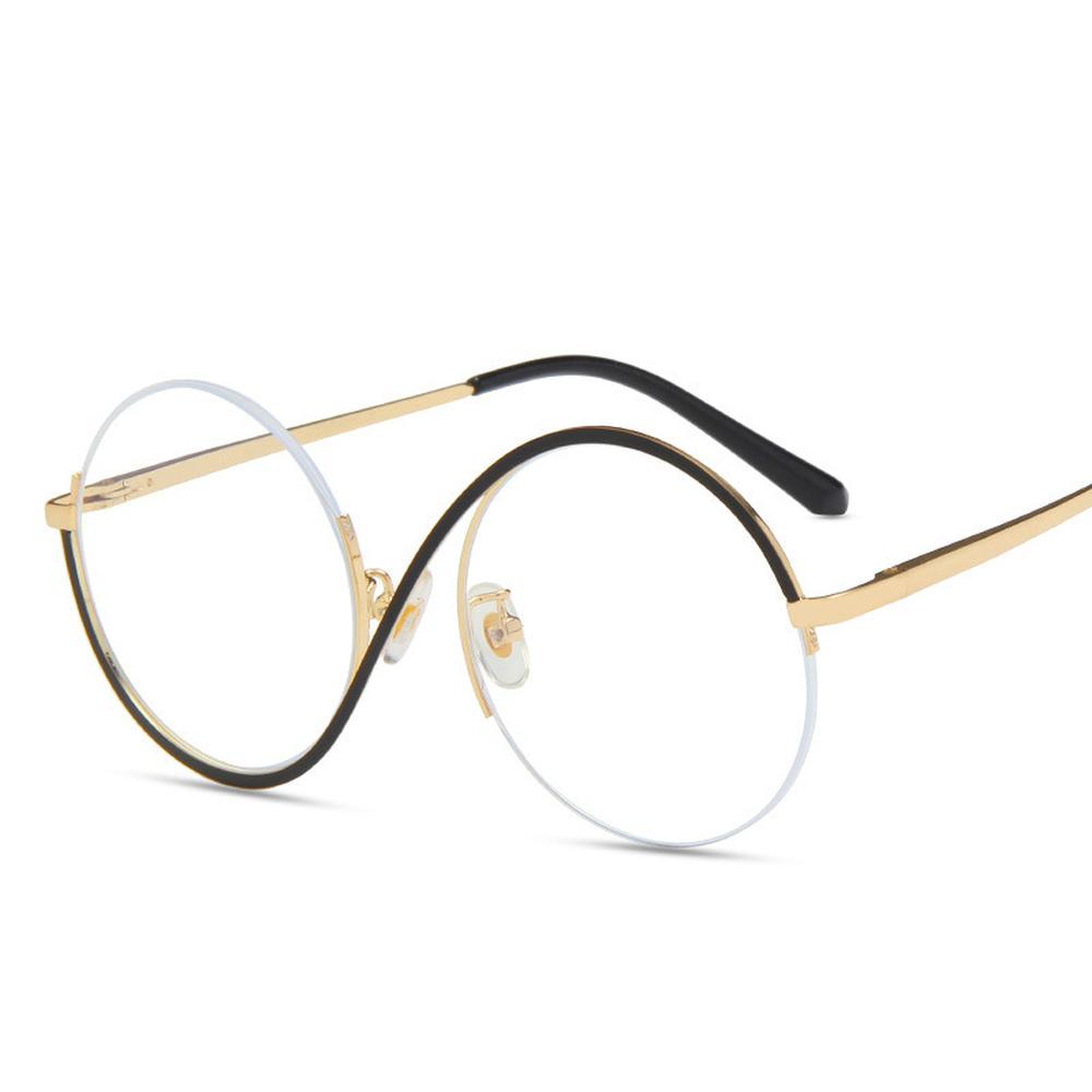 Round Semi-Rimless Anti-Blue Light Vintage Glasses by HitMyNeed
