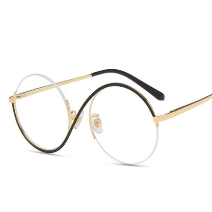 Round Semi-Rimless Anti-Blue Light Vintage Glasses by HitMyNeed
