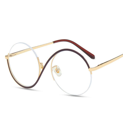 Round Semi-Rimless Anti-Blue Light Vintage Glasses by HitMyNeed