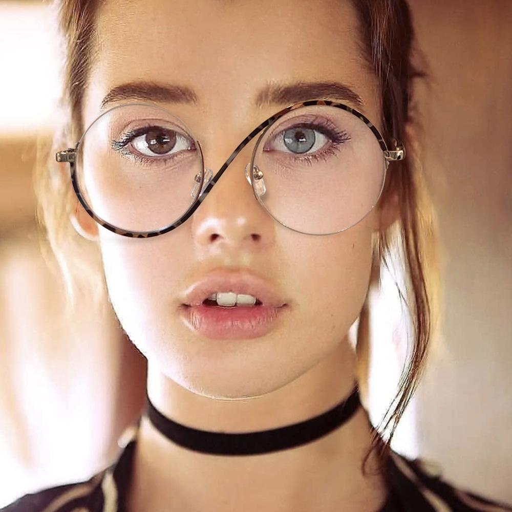 Round Semi-Rimless Anti-Blue Light Vintage Glasses by HitMyNeed