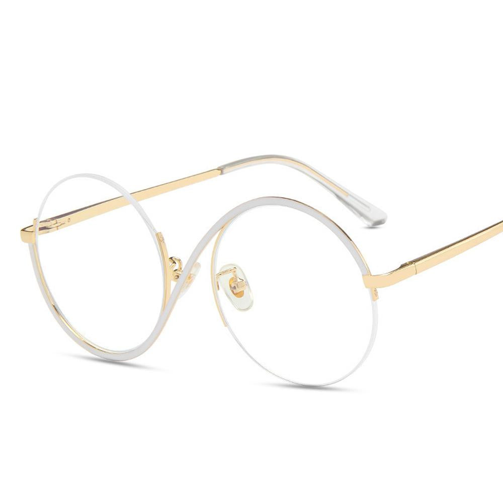 Round Semi-Rimless Anti-Blue Light Vintage Glasses by HitMyNeed