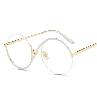 Round Semi-Rimless Anti-Blue Light Vintage Glasses by HitMyNeed