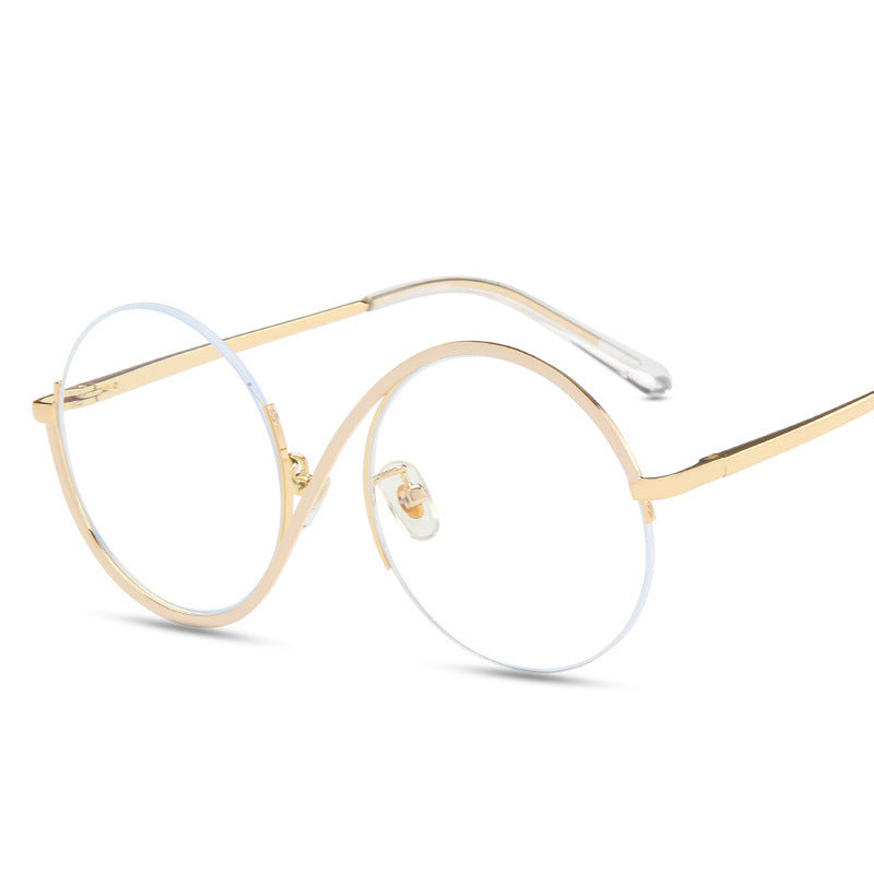 Round Semi-Rimless Anti-Blue Light Vintage Glasses beige by HitMyNeed