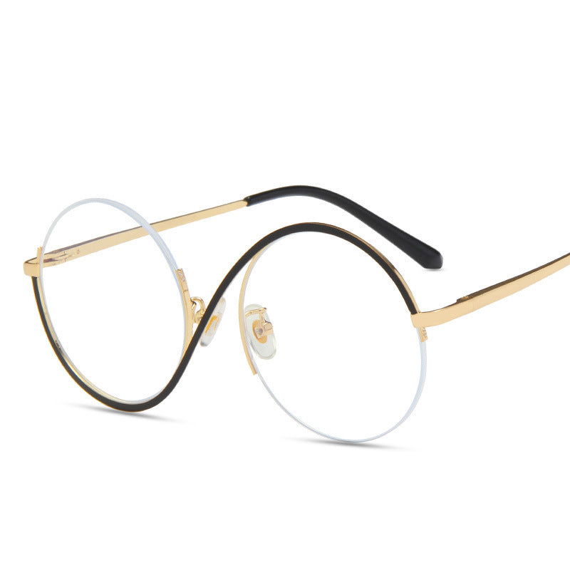 Round Semi-Rimless Anti-Blue Light Vintage Glasses gold-black by HitMyNeed