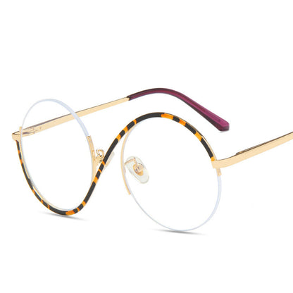 Round Semi-Rimless Anti-Blue Light Vintage Glasses leopard by HitMyNeed