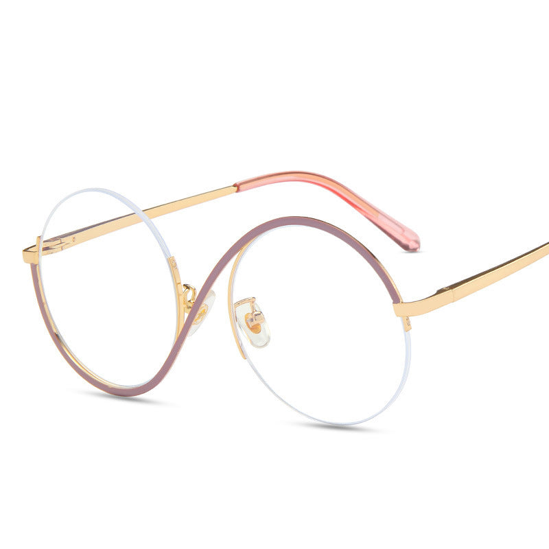 Round Semi-Rimless Anti-Blue Light Vintage Glasses purple-pink by HitMyNeed
