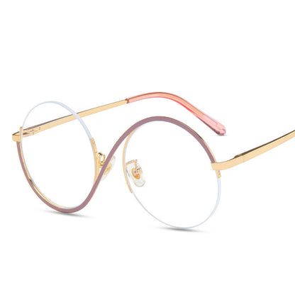 Round Semi-Rimless Anti-Blue Light Vintage Glasses purple-pink by HitMyNeed