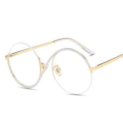 Round Semi-Rimless Anti-Blue Light Vintage Glasses white by HitMyNeed