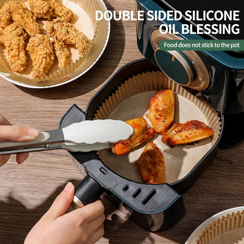 Round Silicone Air Fryer Paper Liners 20cm (50 Pack) by HitMyNeed