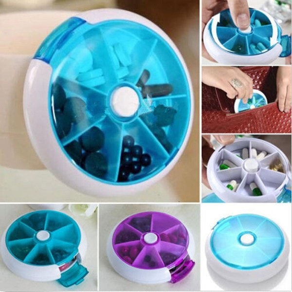 Round Weekly Pill Organizer with 7 Compartments by HitMyNeed