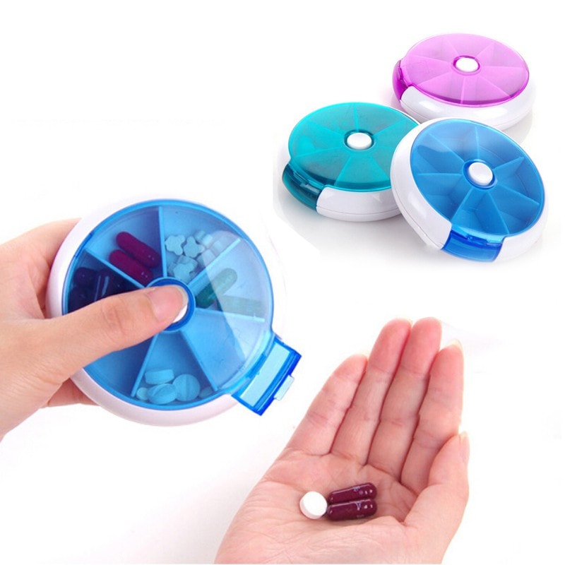 Round Weekly Pill Organizer with 7 Compartments by HitMyNeed