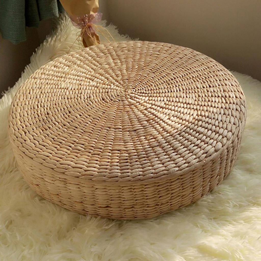 Round Wicker Floor Cushion Pillow, 40 cm by HitMyNeed