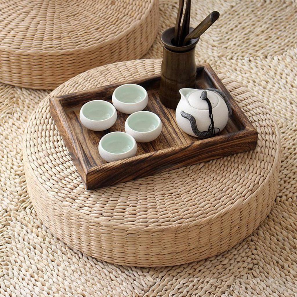 Round Wicker Floor Cushion Pillow, 40 cm by HitMyNeed
