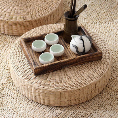 Round Wicker Floor Cushion Pillow, 40 cm by HitMyNeed
