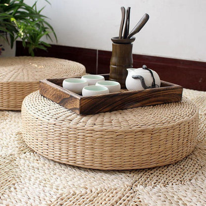 Round Wicker Floor Cushion Pillow, 40 cm by HitMyNeed