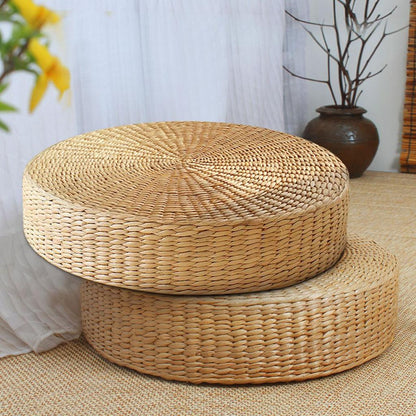Round Wicker Floor Cushion Pillow, 40 cm by HitMyNeed