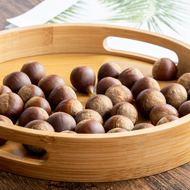Round Wooden Serving Tray with Handles by HitMyNeed