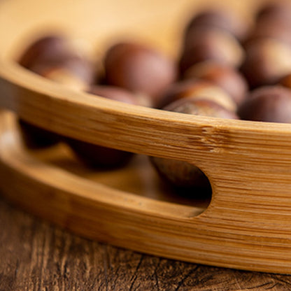 Round Wooden Serving Tray with Handles S: 25cm by HitMyNeed