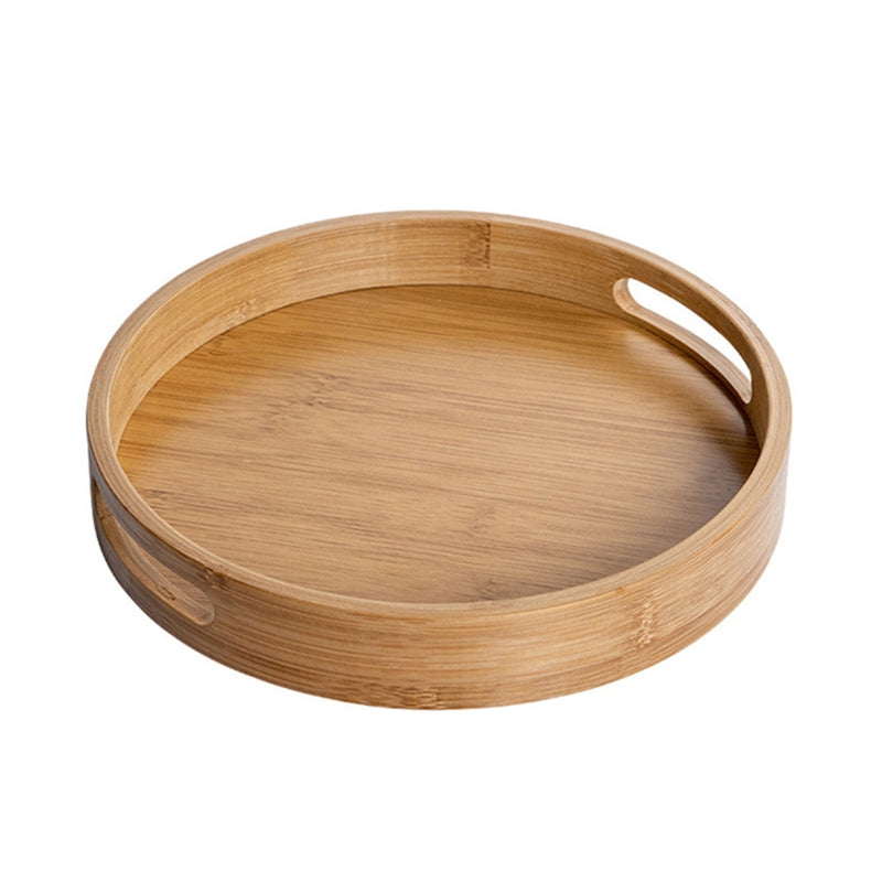 Round Wooden Serving Tray with Handles XL: 40cm by HitMyNeed