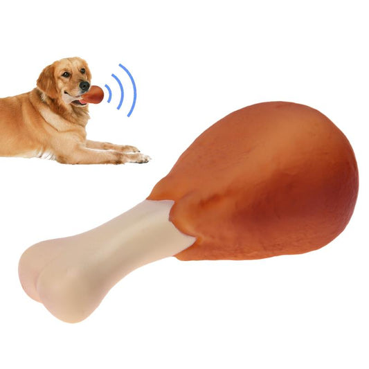 Rubber Squeaky Chicken Leg Dog Chew Toy by HitMyNeed