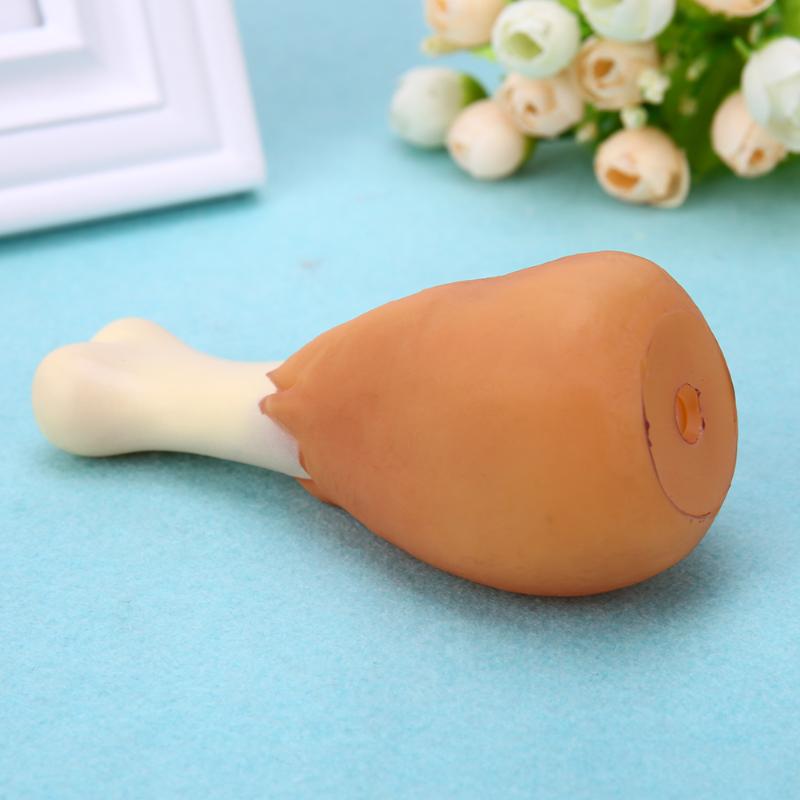 Rubber Squeaky Chicken Leg Dog Chew Toy by HitMyNeed