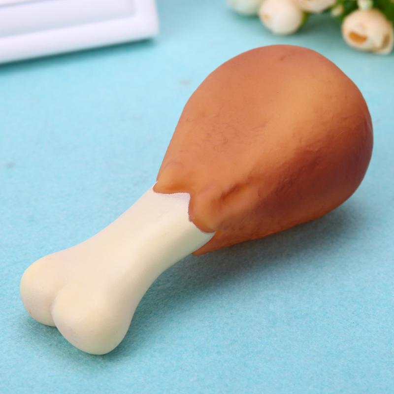 Rubber Squeaky Chicken Leg Dog Chew Toy by HitMyNeed
