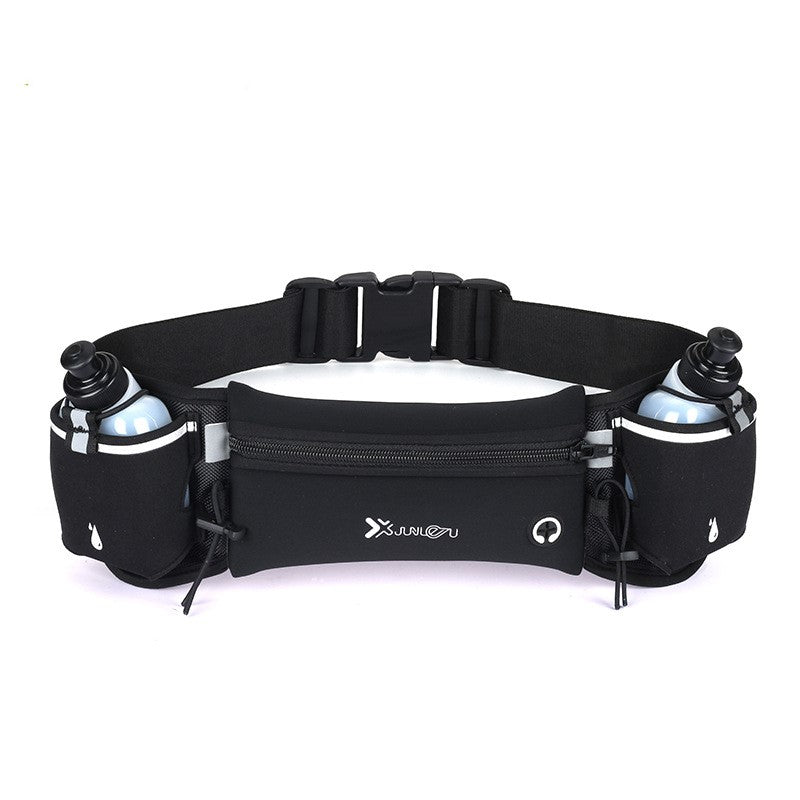 Running Belt with 2 Bottles and Reflective Zipper black-and-2-bottle by HitMyNeed