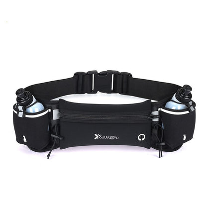 Running Belt with 2 Bottles and Reflective Zipper black-and-2-bottle by HitMyNeed