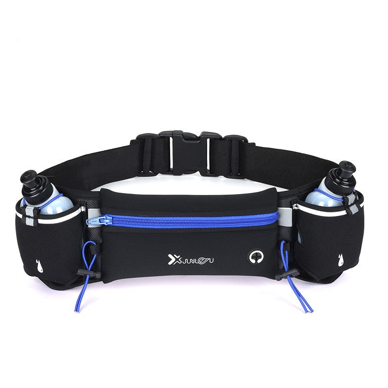 Running Belt with 2 Bottles and Reflective Zipper blue-and-2-bottle by HitMyNeed