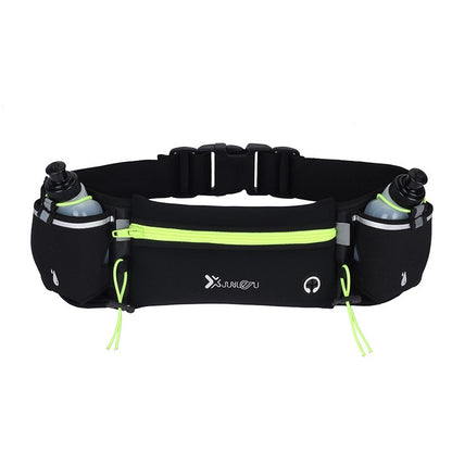 Running Belt with 2 Bottles and Reflective Zipper green-and-2-bottle by HitMyNeed