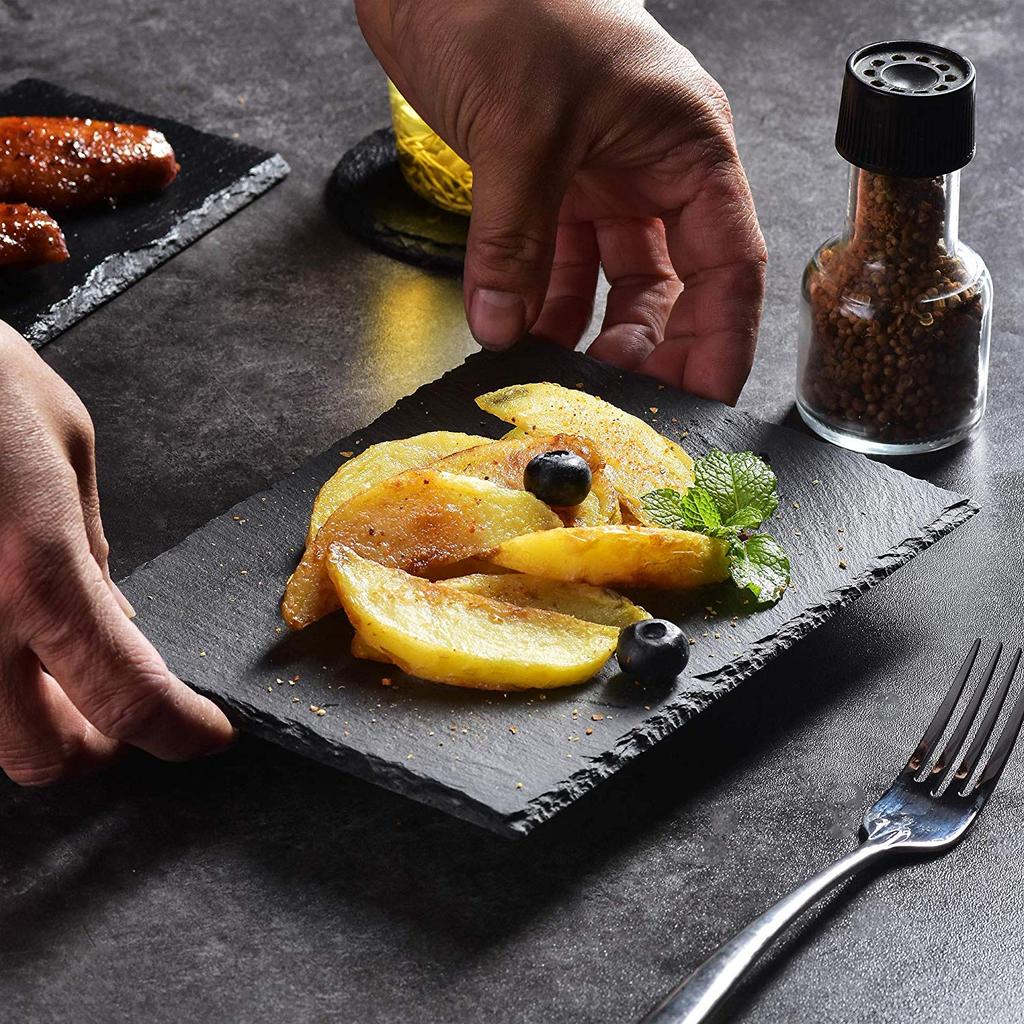 Rustic Black Slate Serving Plates Set of 6 by HitMyNeed