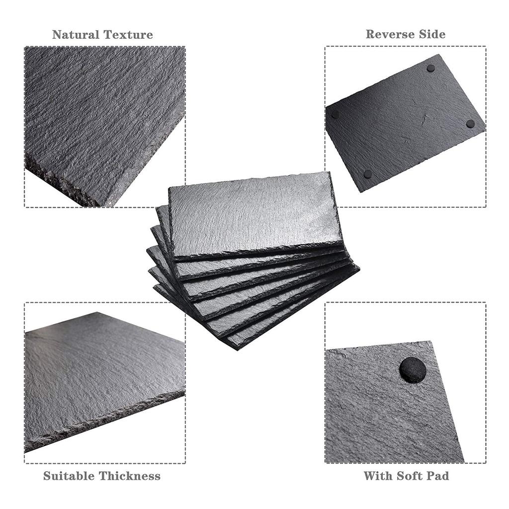 Rustic Black Slate Serving Plates Set of 6 by HitMyNeed